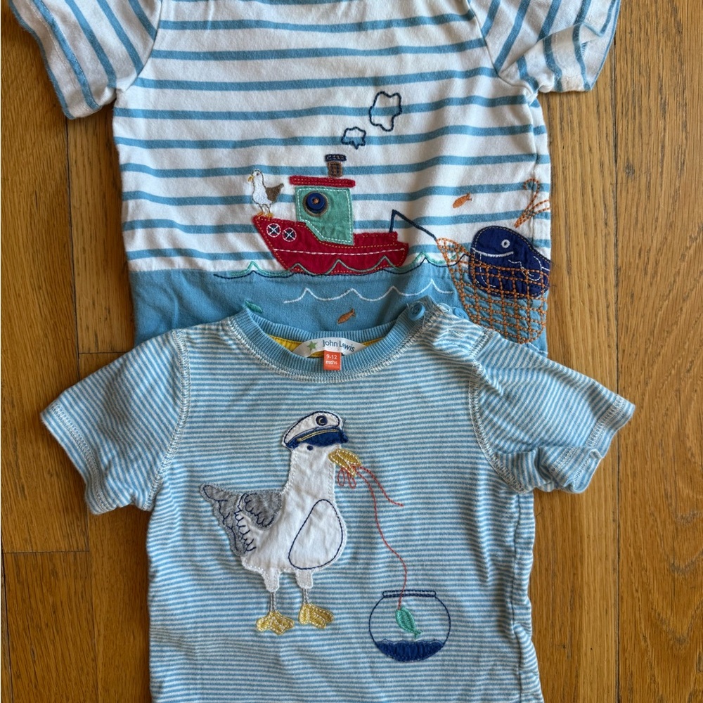 John Lewis Kids Nautical Short Sleeve Tees - Blue Stripes